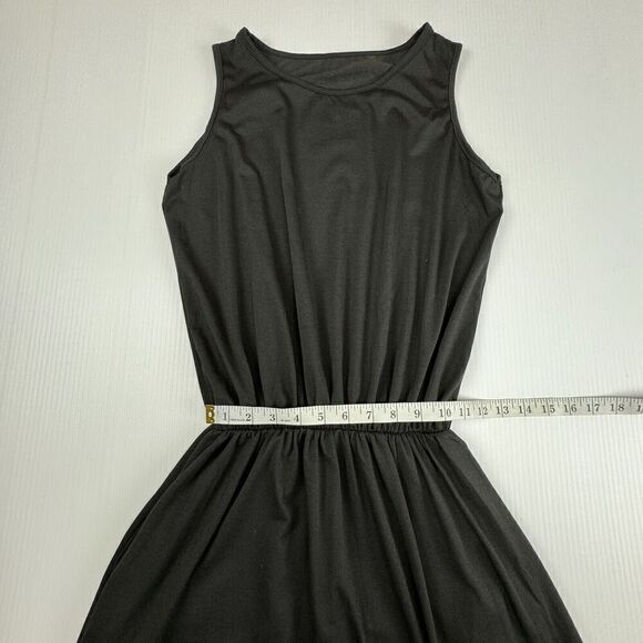 Black Sleeveless Maxi Dress Split Solid Color Casual Size Small Lightweight - Picture 8 of 12